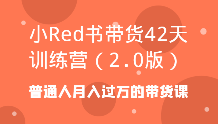 小Red书带货42天训练营（2.0版）普通人月入过万的带货课