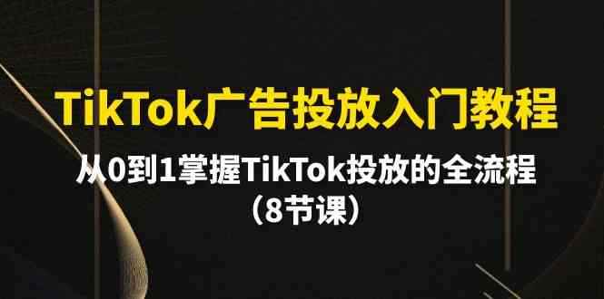 （10085期）TikTok广告投放入门教程，从0到1掌握TikTok投放的全流程（8节课）
