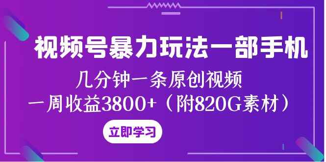 图片[1]-（8017期）视频号暴力玩法一部手机 几分钟一条原创视频 一周收益3800+（附820G素材）