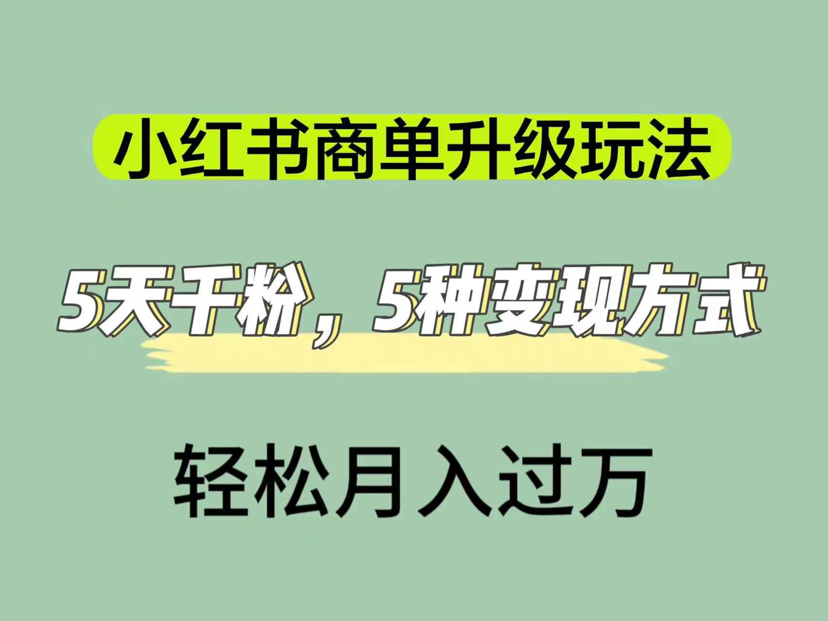 图片[1]-（7312期）小红书商单升级玩法，5天千粉，5种变现渠道，轻松月入1万+