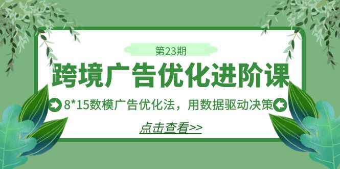 （7131期）跨境广告·优化进阶课·第23期，8*15数模广告优化法，用数据驱动决策