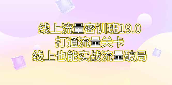 （6955期）线上流量密训班19.0，打通流量关卡，线上也能实战流量破局