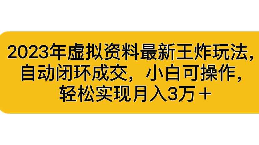 （6773期）2023年虚拟资料最新王炸玩法，自动闭环成交，小白可操作，轻松实现月入3…