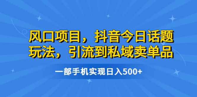 图片[1]-（6588期）风口项目，抖音今日话题玩法，引流到私域卖单品，一部手机实现日入500+