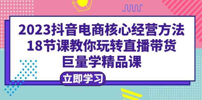 （6309期）2023抖音电商核心经营方法：18节课教你玩转直播带货，巨量学精品课