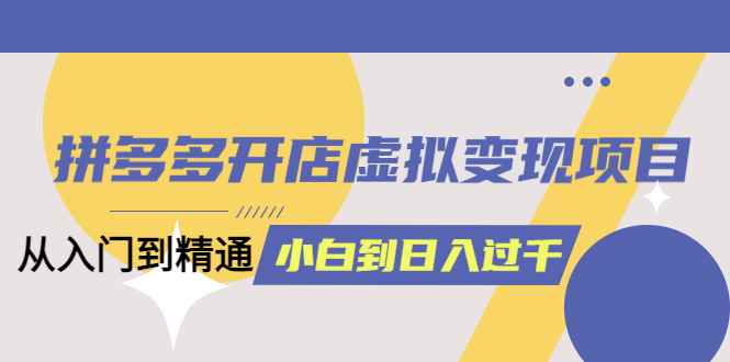 图片[1]-（6169期）拼多多开店虚拟变现项目：入门到精通 从小白到日入1000（完整版）6月13更新