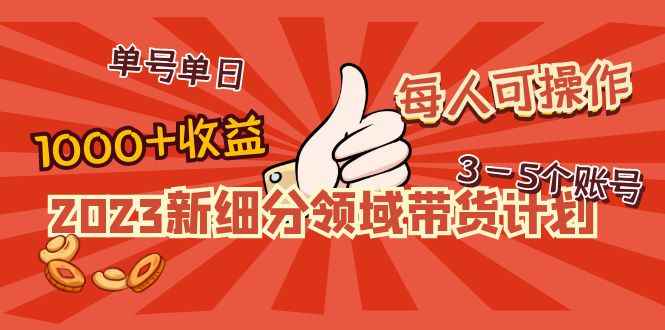 图片[1]-（4827期）2023新细分领域带货计划：单号单日1000+收益不难，每人可操作3-5个账号