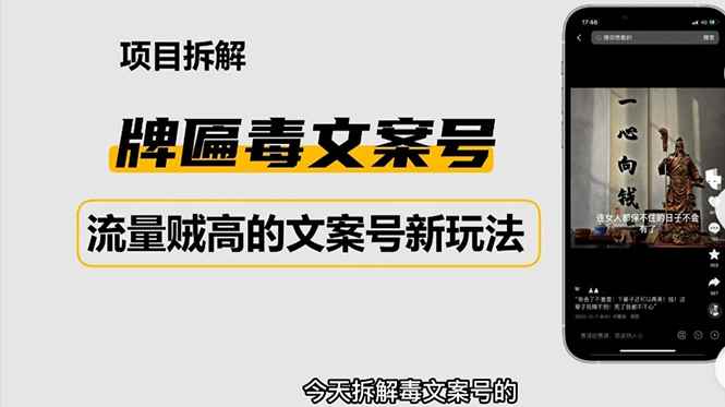 图片[1]-（4676期）2023抖音快手毒文案新玩法，牌匾文案号，起号快易变现