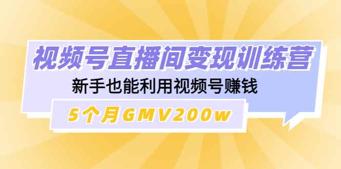 （4468期）视频号直播间变现训练营：新手也能利用视频号赚钱，5个月GMV200w