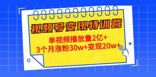 图片[1]-（4455期）20天视频号变现特训营：单视频播放量2亿+3个月涨粉30w+变现20w+