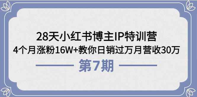 （3745期）28天小红书博主IP特训营《第6+7期》4个月涨粉16W+教你日销过万月营收30万