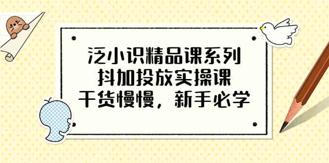 （3190期）泛小识精品课系列：抖加投放实操课，干货慢慢，新手必学（12节视频课）