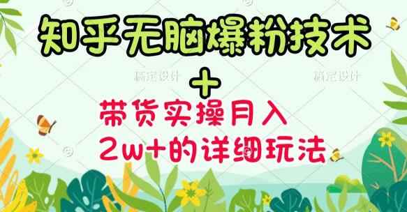 （3104期）《知乎无脑爆粉技术》+图文带货月入2W+的玩法送素材（无水印视频课）