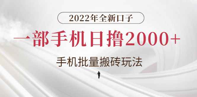 图片[1]-（2682期）2022年全新口子，手机批量搬砖玩法，一部手机日撸2000+