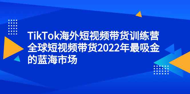 （2347期）TikTok海外短视频带货训练营，全球短视频带货2022年最吸金的蓝海市场