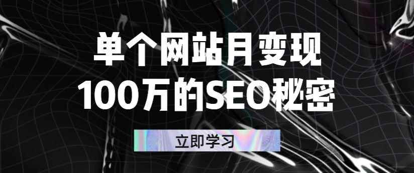 （2332期）单个网站月变现100万的SEO秘密：如何百分百做出赚钱站点