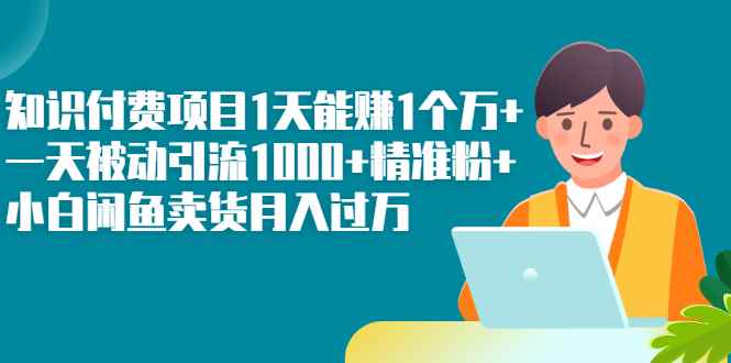 （2251期）知识付费项目1天能赚1个万+一天被动引流1000+精准粉+小白闲鱼卖货月入过万