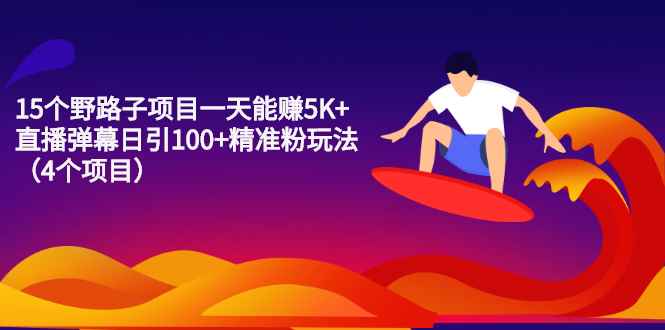 图片[1]-（2213期）15个野路子项目一天能赚5K+直播弹幕日引100+精准粉玩法（4个项目）