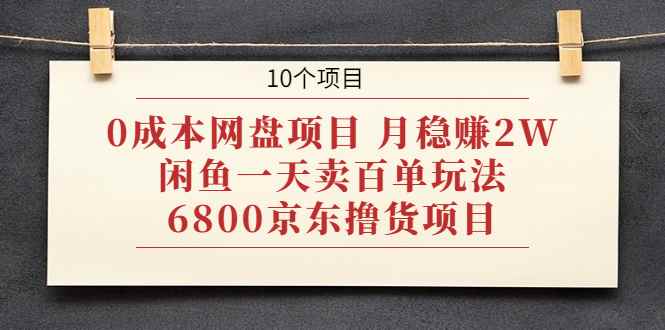 （1928期）0成本网盘项目 月稳赚2W+闲鱼一天卖百单玩法+6800京东撸货项目 (10个项目)