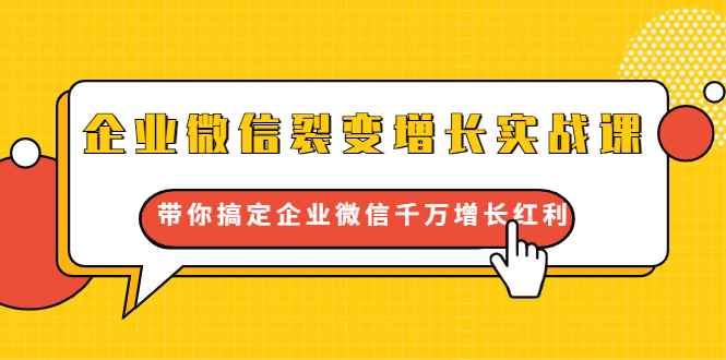 （1649期）企业微信裂变增长实战课：带你搞定企业微信千万增长红利，新流量-新玩法