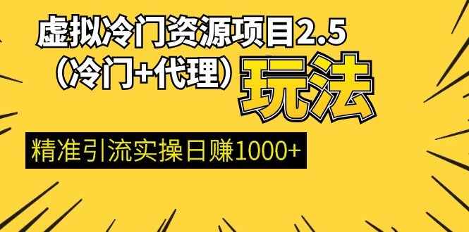 图片[1]-（1185期）虚拟冷门资源项目2.5（冷门&代理玩法） 精准引流实操日赚1000+(更新中)