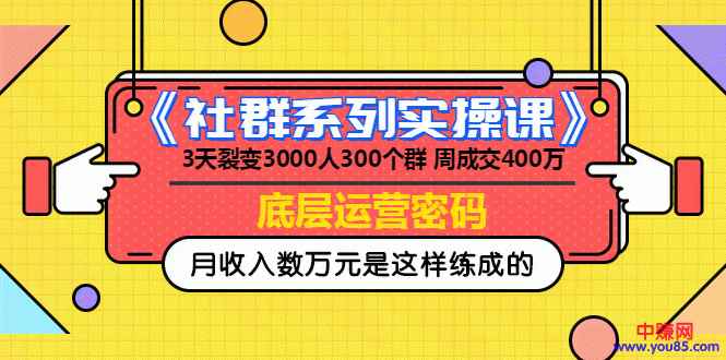 图片[1]-（966期）《社群系列实操课》 3天裂变3000人300个群 周成交400万的底层运营密码