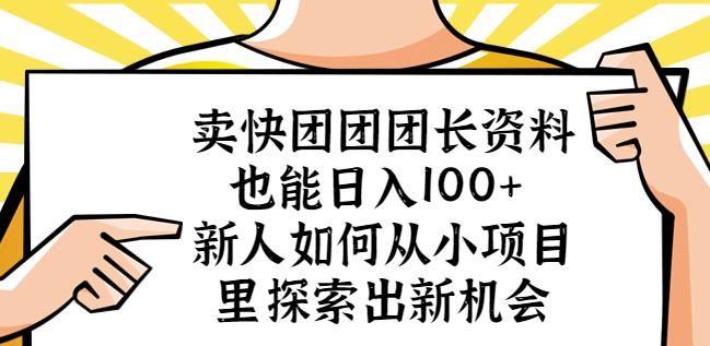 卖快团团团长资料也能日入100+新人如何从小项目里探索出新机会