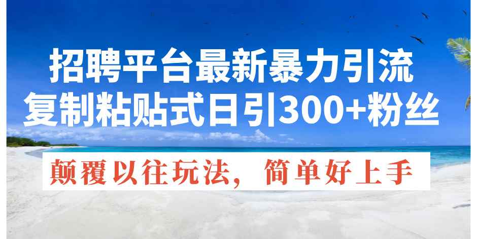 （11538期）招聘平台最新暴力引流，复制粘贴式日引300+粉丝，颠覆以往垃圾玩法，简…