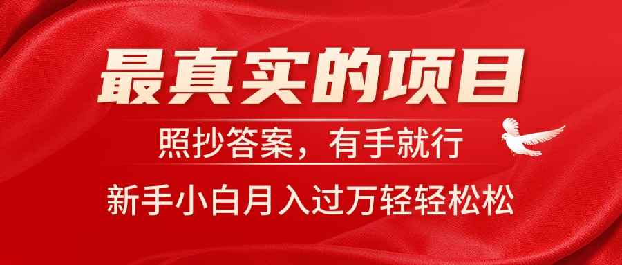 图片[1]-（11362期）最真实的项目，照抄答案，有手就行，新手小白月入过万轻轻松松