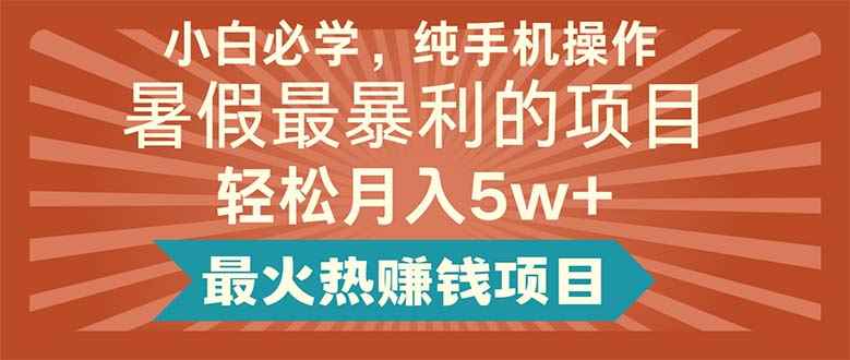 （11583期）小白必学，纯手机操作，暑假最暴利的项目轻松月入5w+最火热赚钱项目