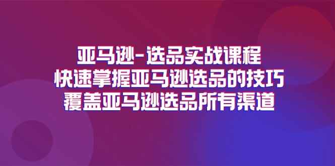 图片[1]-（11620期）亚马逊-选品实战课程，快速掌握亚马逊选品的技巧，覆盖亚马逊选品所有渠道