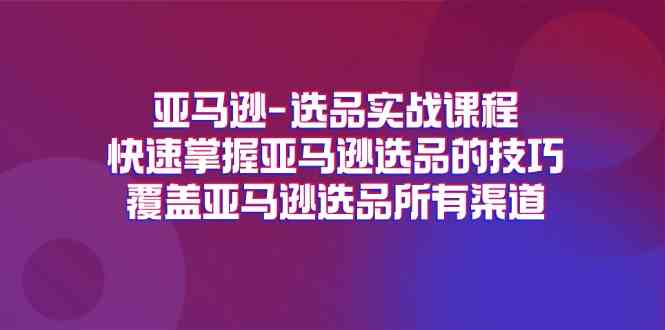 亚马逊选品实战课程，快速掌握亚马逊选品的技巧，覆盖亚马逊选品所有渠道