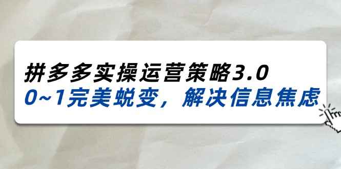 图片[1]-（11658期）2024_2025拼多多实操运营策略3.0，0~1完美蜕变，解决信息焦虑（38节）