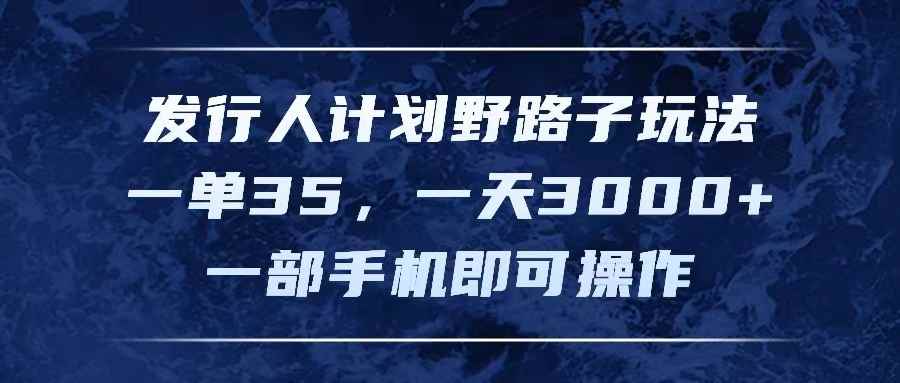 图片[1]-（11750期）发行人计划野路子玩法，一单35，一天3000+，一部手机即可操作