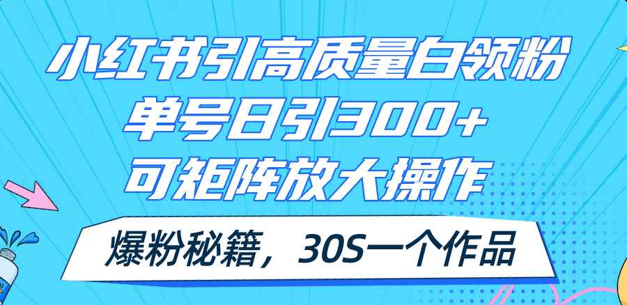 图片[1]-（11692期）小红书引高质量白领粉，单号日引300+，可放大操作，爆粉秘籍！30s一个作品