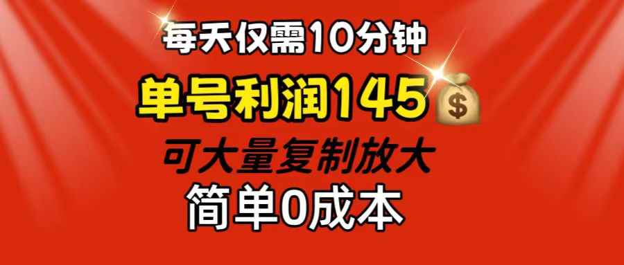 （12027期）每天仅需10分钟，单号利润145 可复制放大 简单0成本