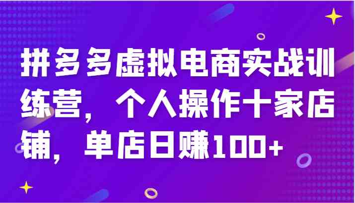 拼多多虚拟电商实战训练营，个人操作十家店铺，单店日赚100+