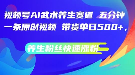 视频号AI武术养生赛道，五分钟一条原创视频，带货单日几张，养生粉丝快速涨粉【揭秘】-万项网