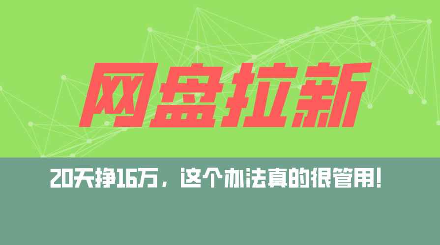 （12294期）网盘拉新+私域运营玩法，零基础入门，小白可操作，当天见效，日入5000+-万项网