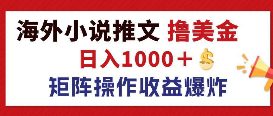 （12333期）最新海外小说推文撸美金，日入1000＋ 蓝海市场，矩阵放大收益爆炸-万项网