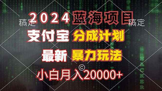 （12339期）2024蓝海项目，支付宝分成计划，暴力玩法，刷爆播放量，小白月入20000+-万项网