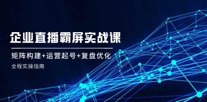 （12338期）企 业 直 播 霸 屏实战课：矩阵构建+运营起号+复盘优化，全程实操指南-万项网