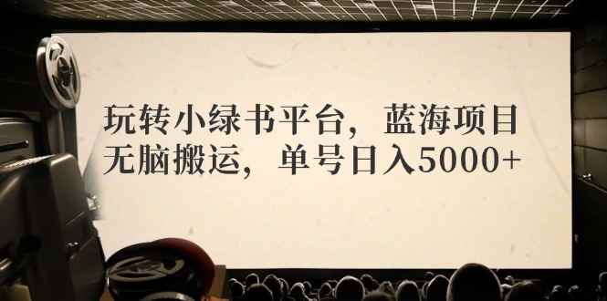 （12366期）玩转小绿书平台，蓝海项目，无脑搬运，单号日入5000+-万项网