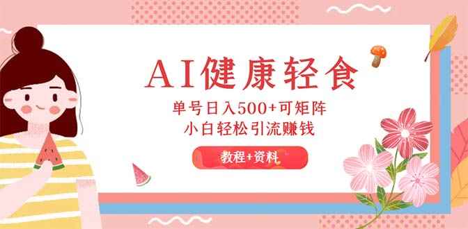 （12388期）AI健康轻食，单号日入500+可矩阵，小白轻松引流赚钱（教程+食谱）-万项网