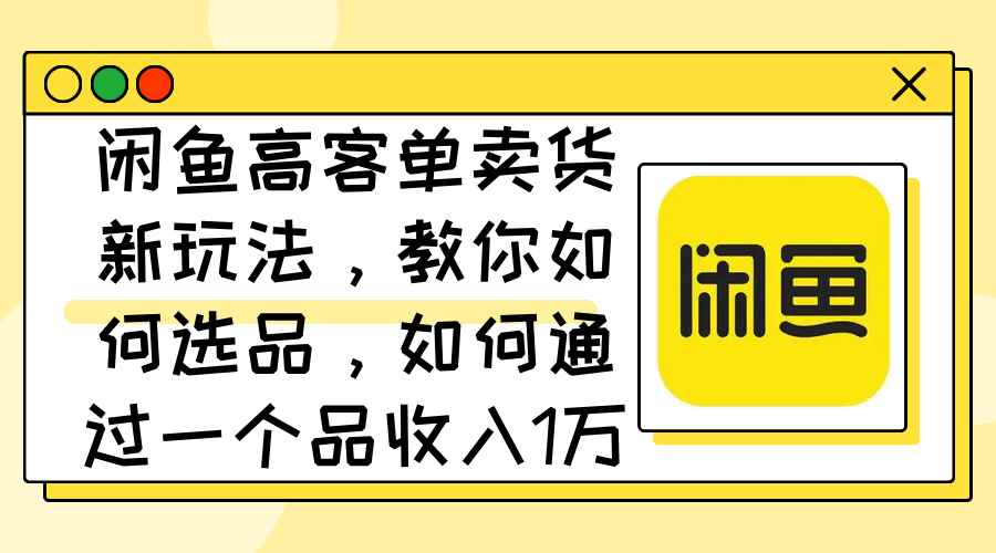 （12387期）闲鱼高客单卖货新玩法，教你如何选品，如何通过一个品收入1万+-万项网