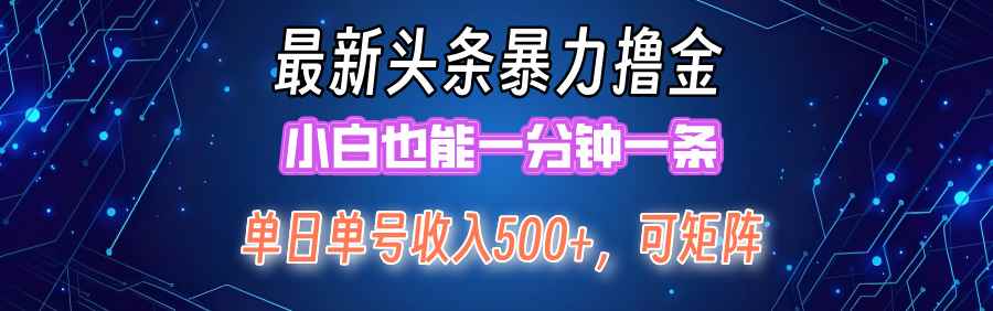 （12380期）最新暴力头条掘金日入500+，矩阵操作日入2000+ ，小白也能轻松上手！-万项网