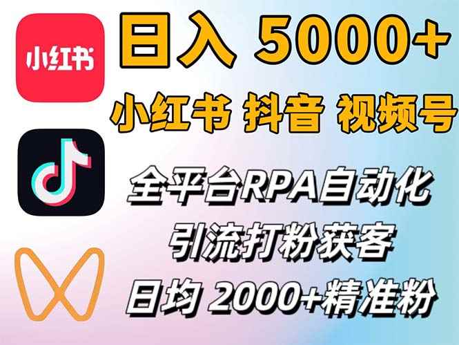 （12421期）小红书、抖音、视频号RPA全自动矩阵引流截流获客工具，日均2000+精准粉丝-万项网