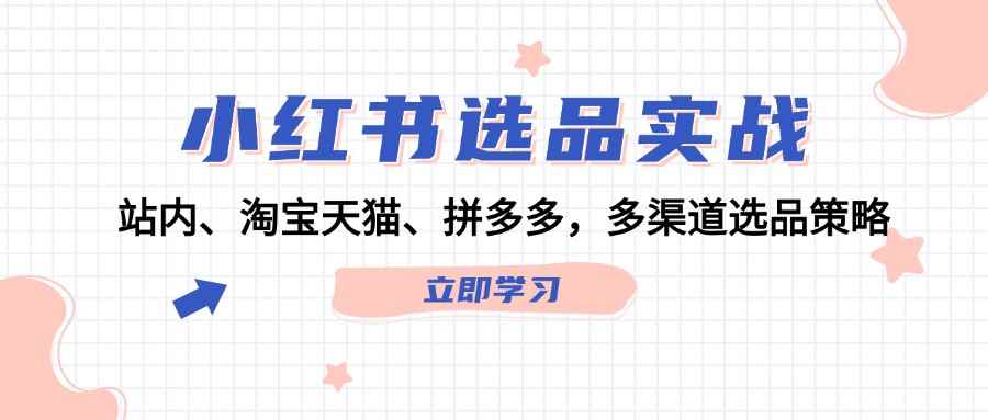 （12443期）小红书选品实战：站内、淘宝天猫、拼多多，多渠道选品策略-万项网