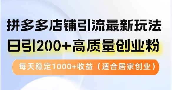 （12893期）拼多多店铺引流最新玩法，日引200+高质量创业粉，每天稳定1000+收益（…-阿光创业网